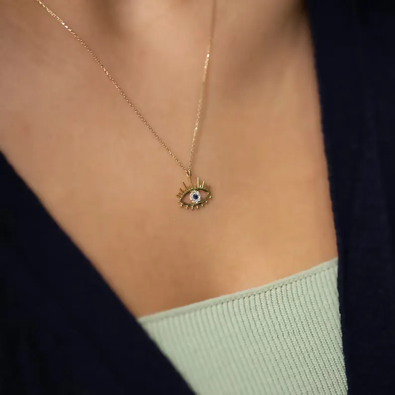 New eye red and white eyes micro-set zircon sparkling diamond necklace for women