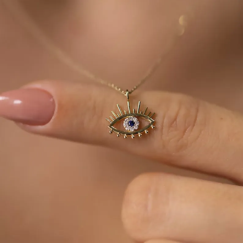 New eye red and white eyes micro-set zircon sparkling diamond necklace for women