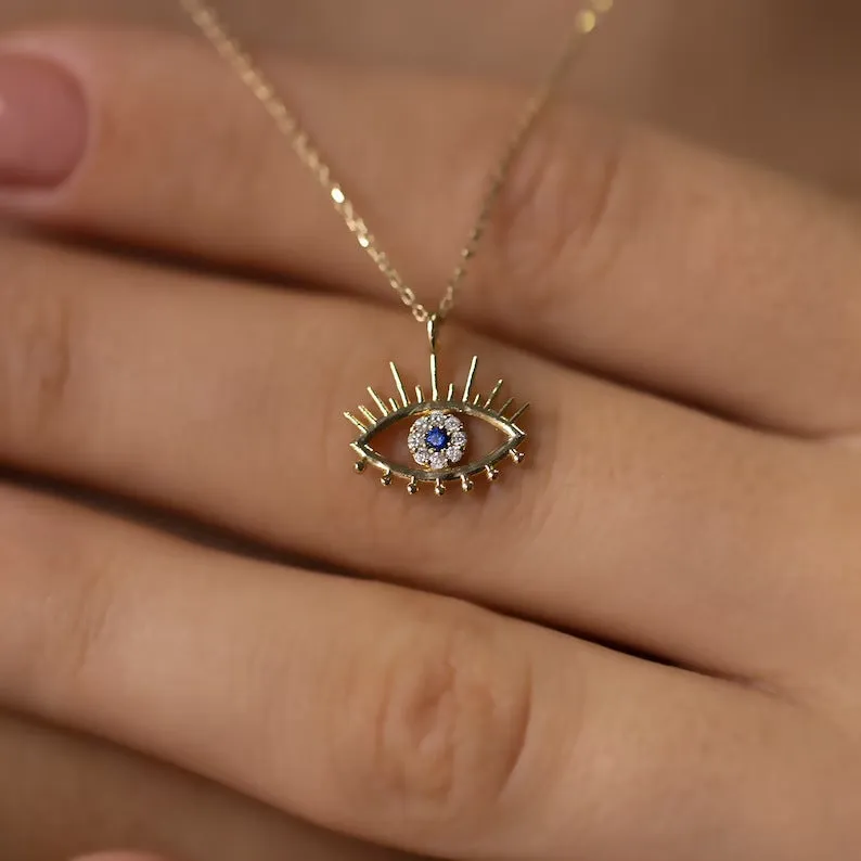 New eye red and white eyes micro-set zircon sparkling diamond necklace for women