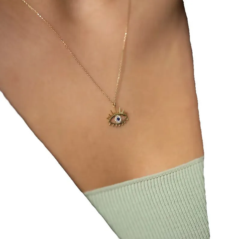 New eye red and white eyes micro-set zircon sparkling diamond necklace for women
