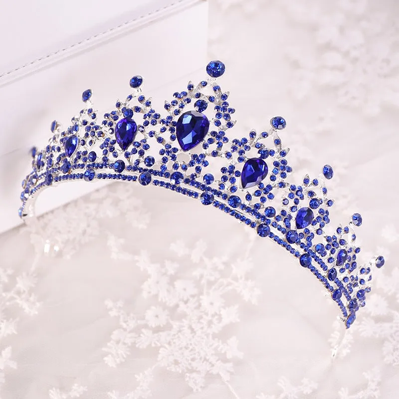 New Fashion Baroque Luxury Crystal AB Bridal Crown Tiara Light Gold Color Diadem Tiaras for Women Bride Wedding Hair Accessories