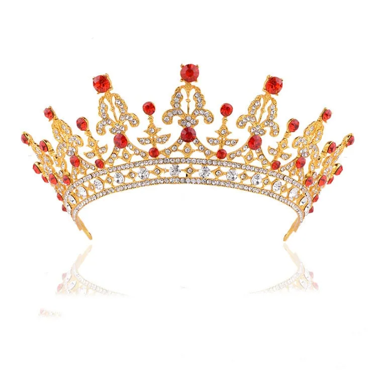 New Fashion Baroque Luxury Crystal AB Bridal Crown Tiara Light Gold Color Diadem Tiaras for Women Bride Wedding Hair Accessories
