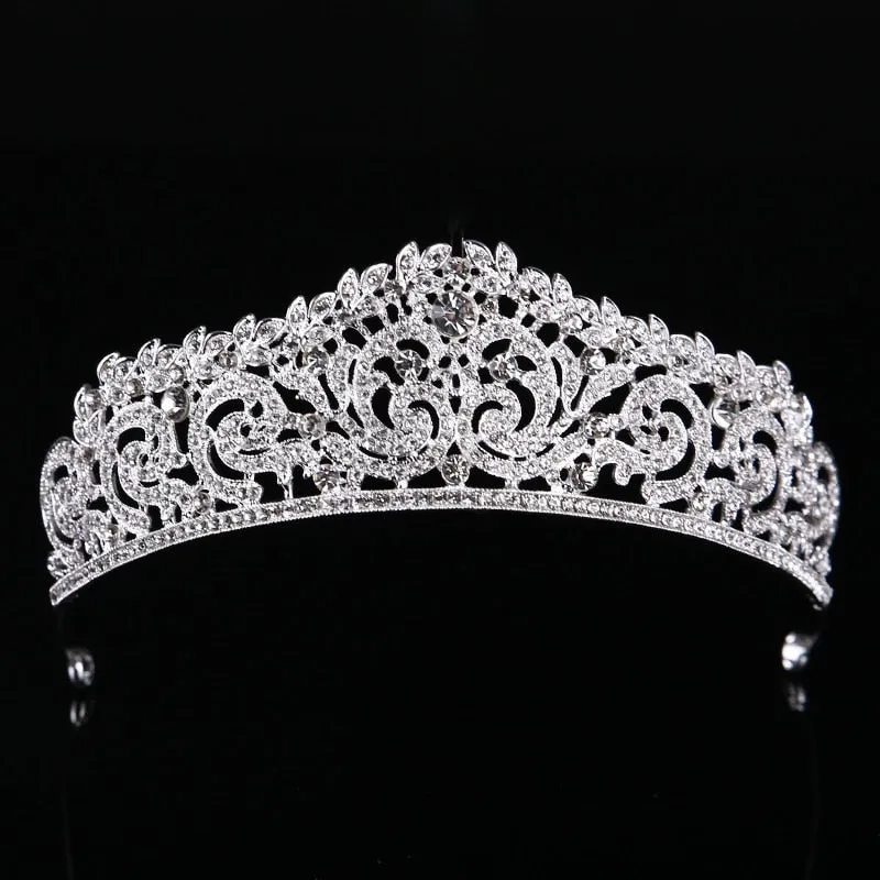 New Fashion Baroque Luxury Crystal AB Bridal Crown Tiara Light Gold Color Diadem Tiaras for Women Bride Wedding Hair Accessories