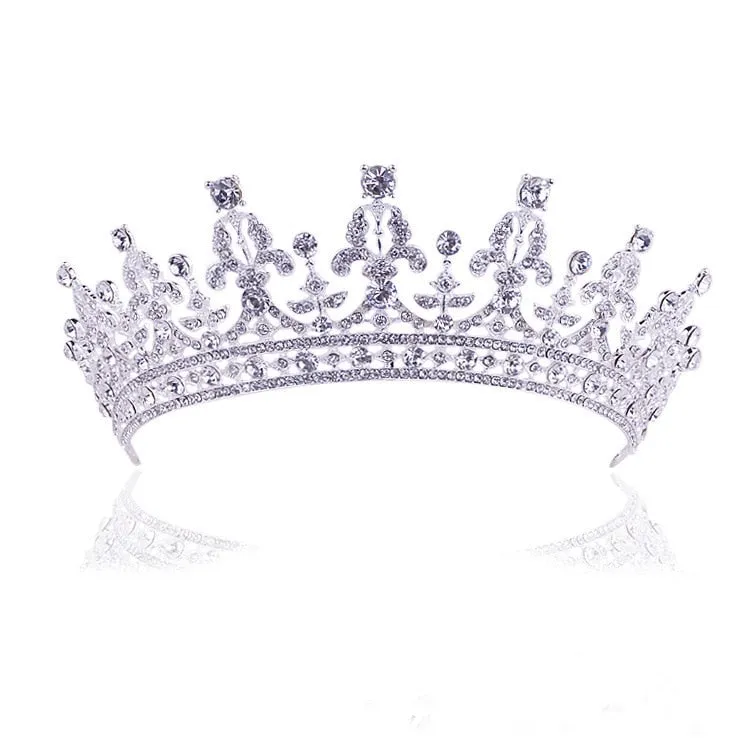 New Fashion Baroque Luxury Crystal AB Bridal Crown Tiara Light Gold Color Diadem Tiaras for Women Bride Wedding Hair Accessories