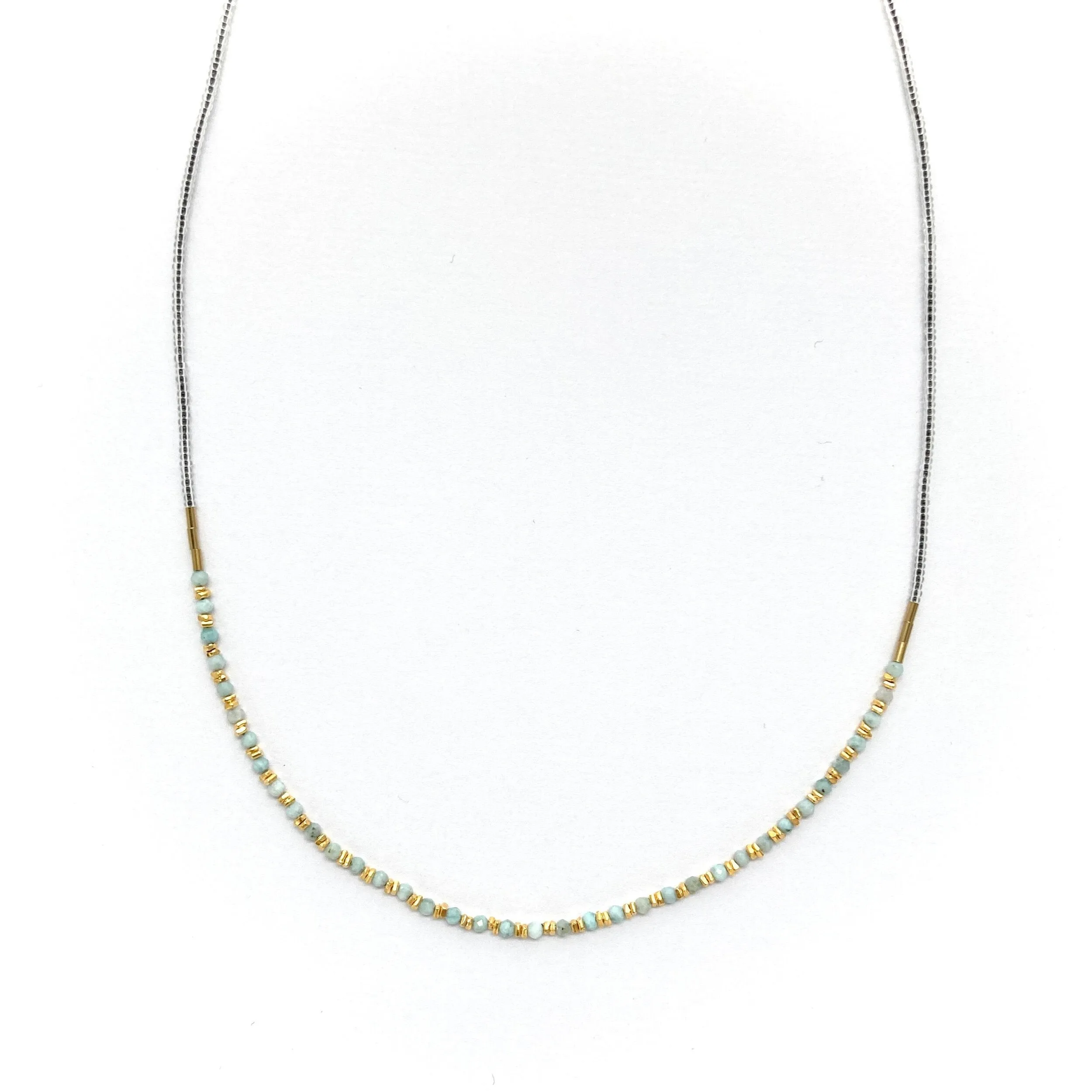 NEW! Larimar and Gold Vermeil Beaded Necklace by Debbie Fisher