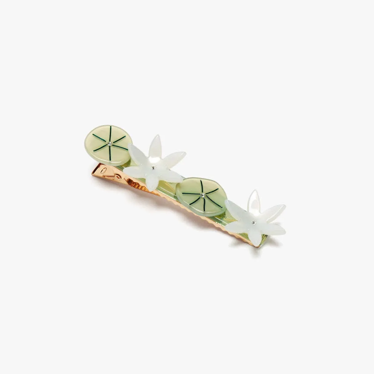 Nymphaea Lily Green & White Hair Clip