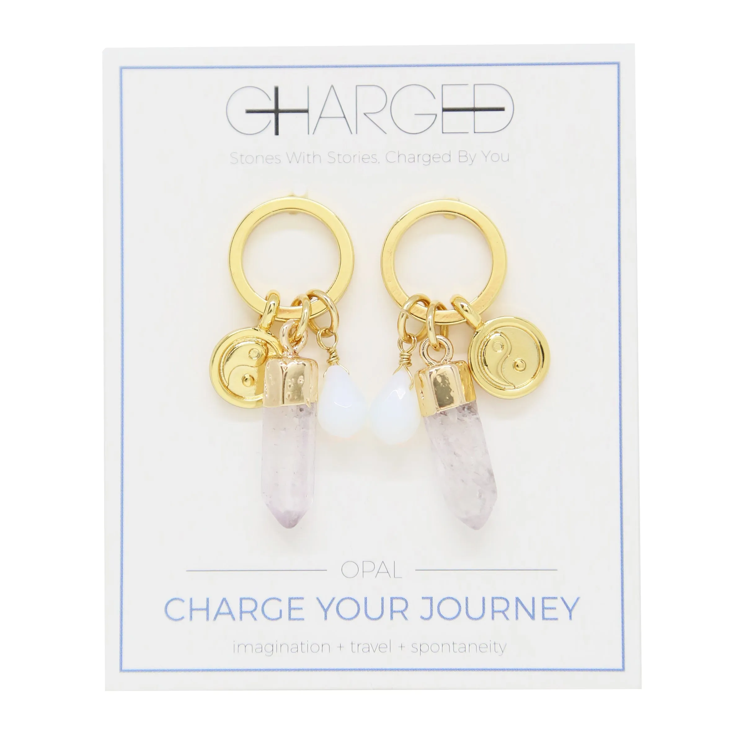 Opal & Gold Charm Earrings