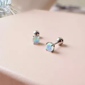 Opal Barbell Earrings 925 Silver