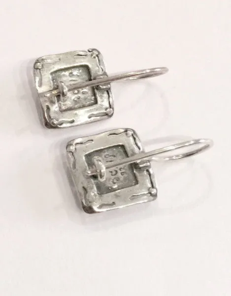 Opal Heart Square Hook Earrings