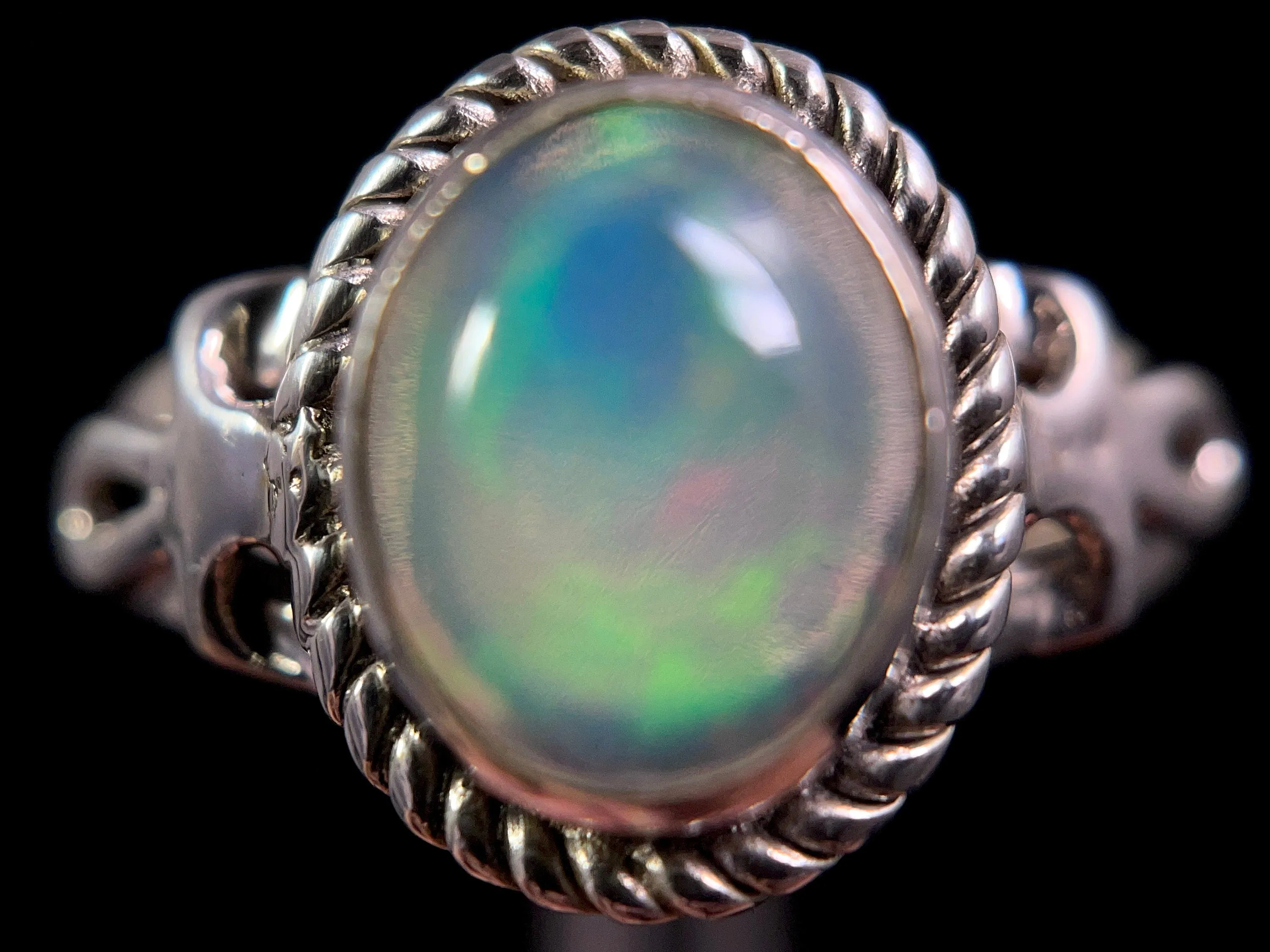 OPAL RING - Sterling Silver, Size 9.5 - Ethiopian Opal Rings for Women, Bridal Jewelry, Welo Opal, 49175