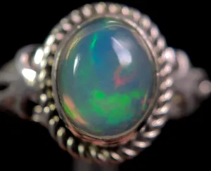 OPAL RING - Sterling Silver, Size 9.5 - Ethiopian Opal Rings for Women, Bridal Jewelry, Welo Opal, 49175