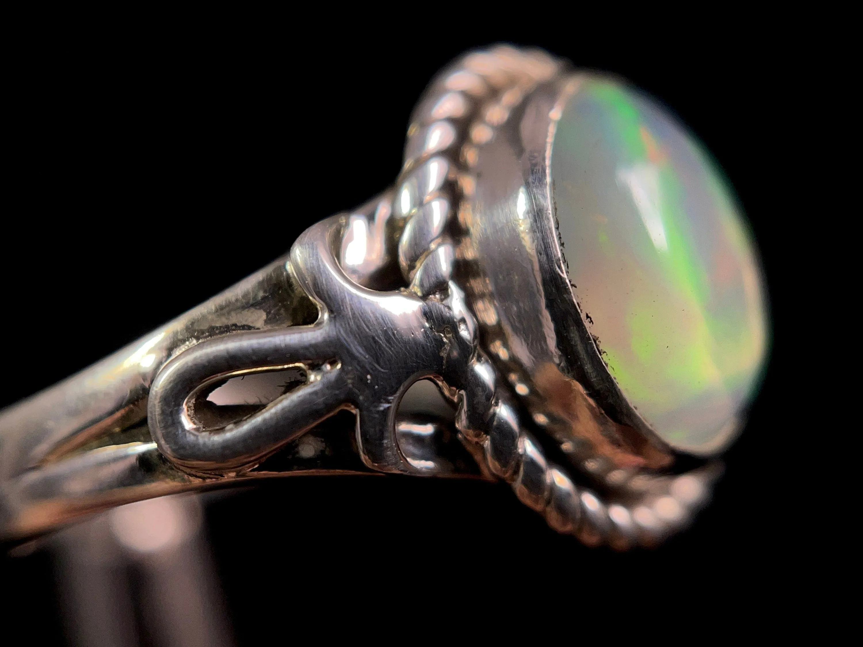 OPAL RING - Sterling Silver, Size 9.5 - Ethiopian Opal Rings for Women, Bridal Jewelry, Welo Opal, 49175