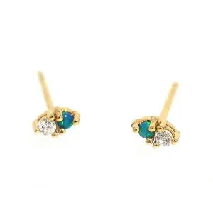 Opalescent Glass & CZ Stud