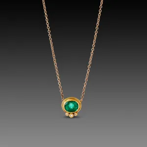 Oval Emerald Necklace with Diamond Trio