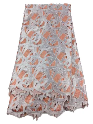 Peach & Silver Unique Cotton Lace