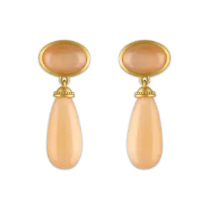 Peach Moonstone Granulated Amphora Earrings