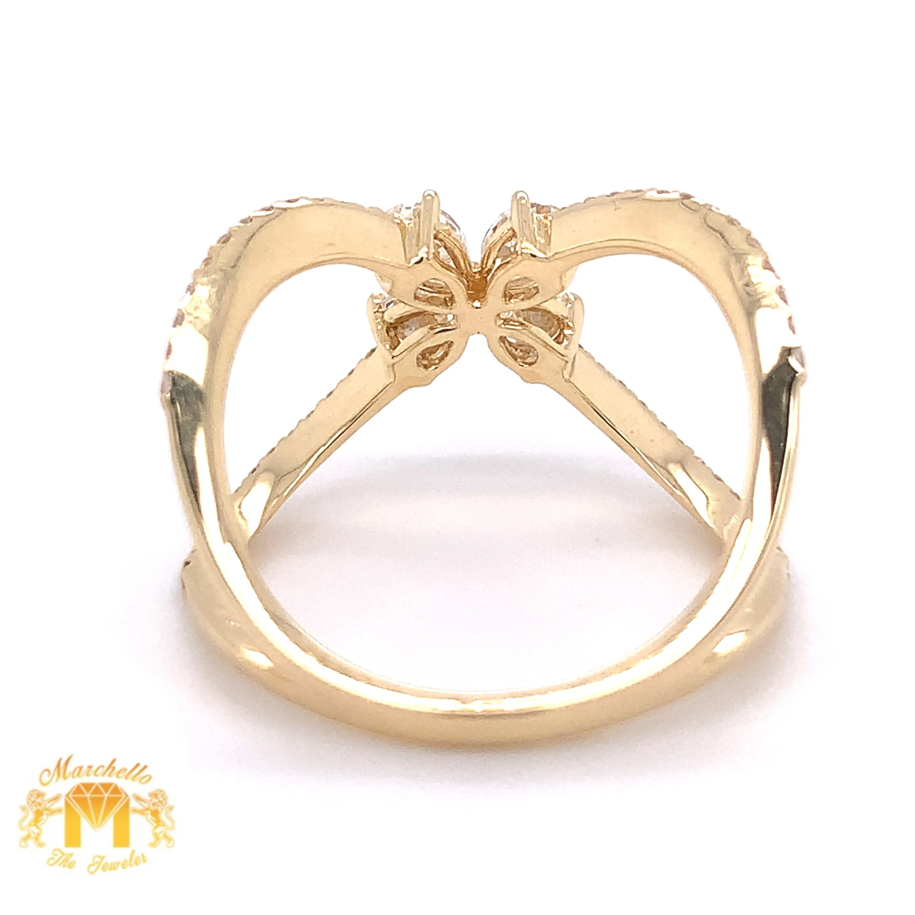 Pear-shaped and Round  Diamond and 18k Gold Criss Cross Cocktail Ring