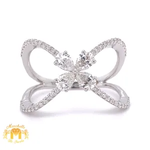 Pear-shaped and Round  Diamond and 18k Gold Criss Cross Cocktail Ring