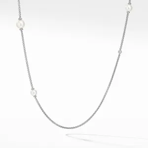 Pearl Cluster Chain Necklace with Diamonds