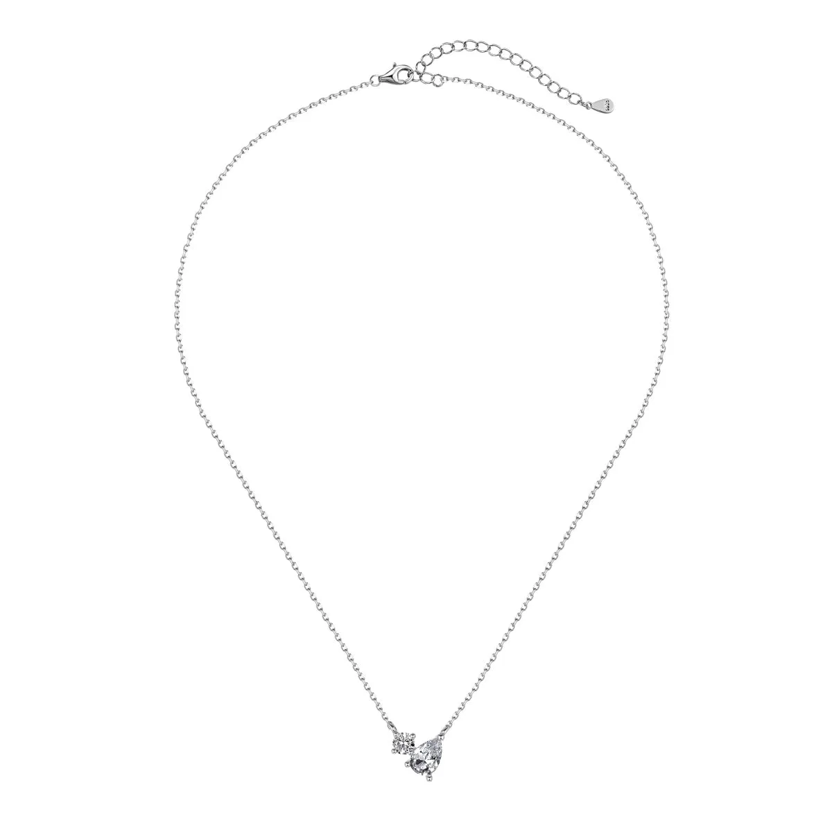 Petite Pear & Round Cut Toi Et Moi Pendant Necklace