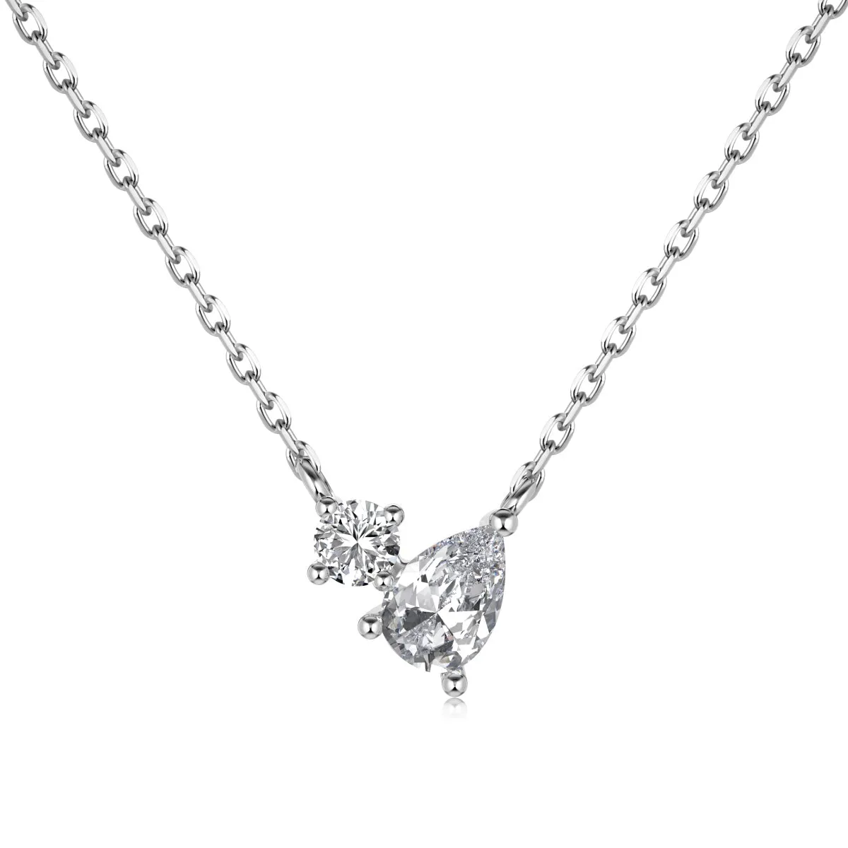 Petite Pear & Round Cut Toi Et Moi Pendant Necklace