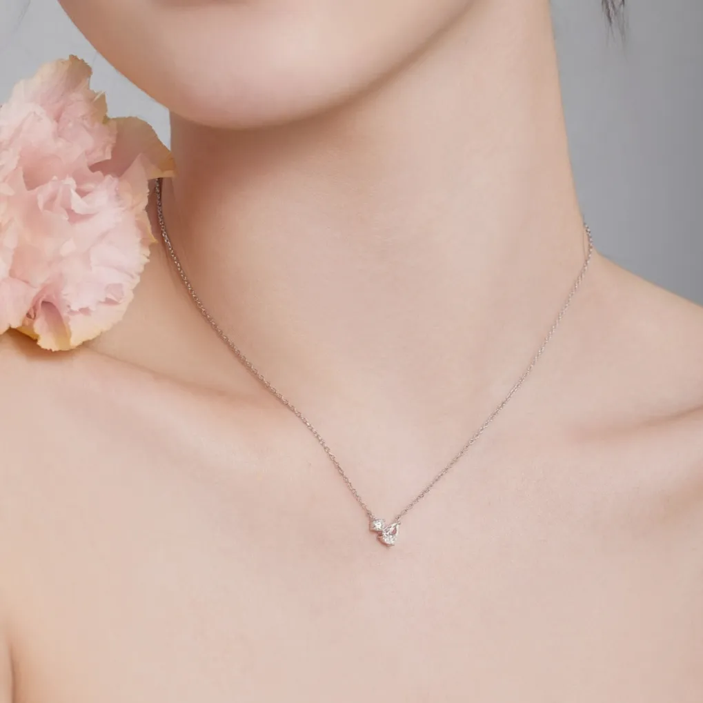 Petite Pear & Round Cut Toi Et Moi Pendant Necklace
