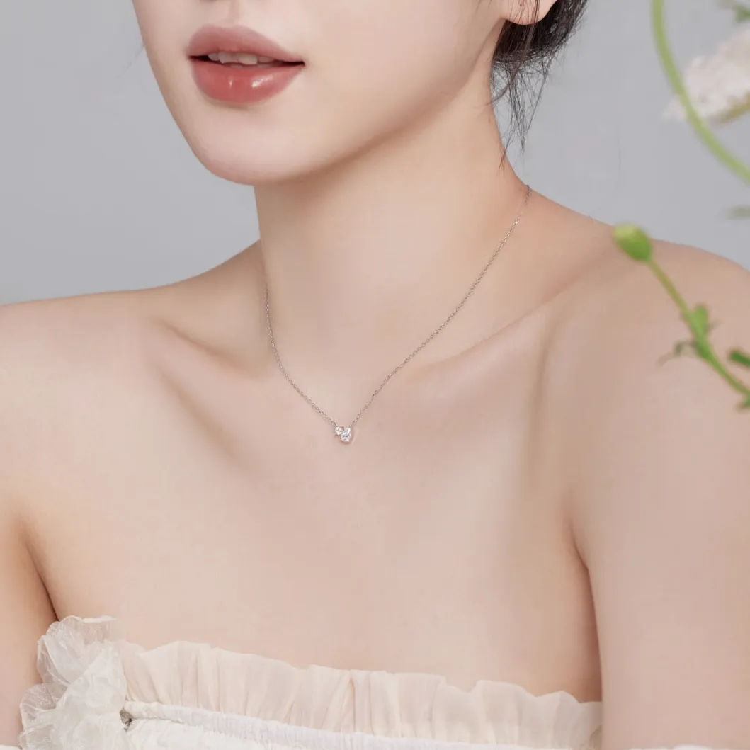 Petite Pear & Round Cut Toi Et Moi Pendant Necklace