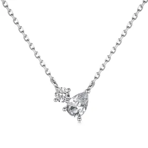 Petite Pear & Round Cut Toi Et Moi Pendant Necklace