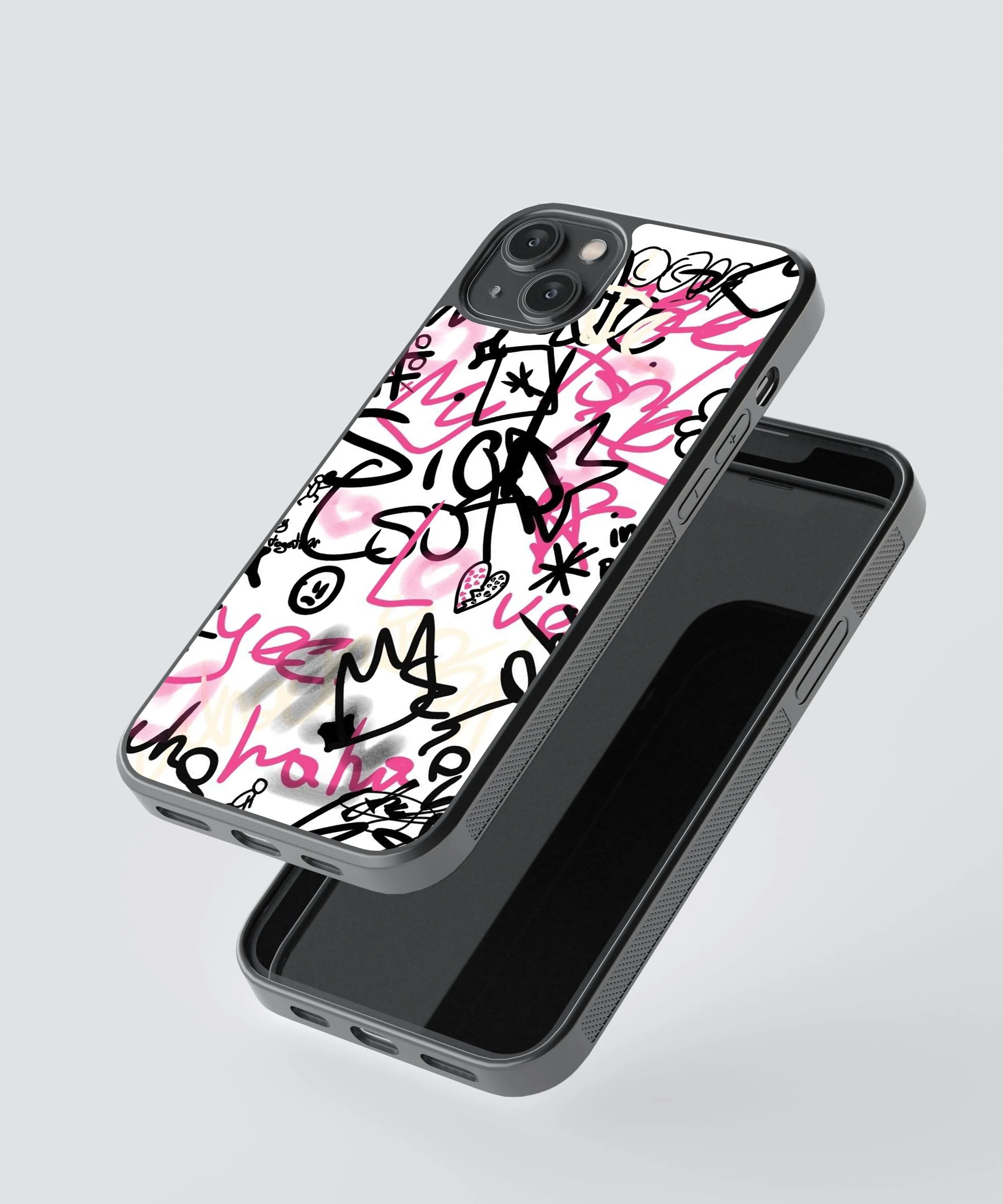 Pink Graffiti Abstract Glass Phone Case Cover
