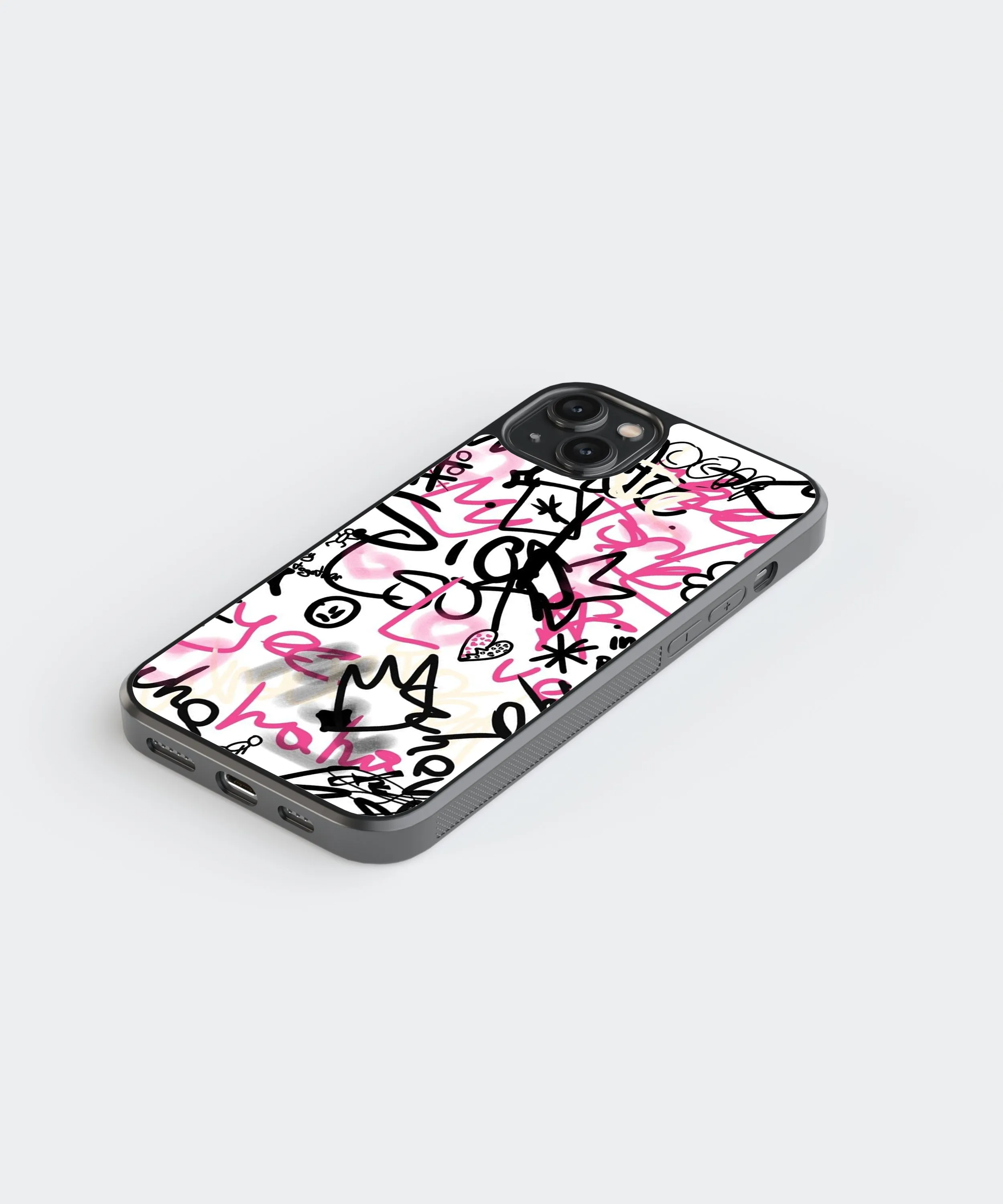 Pink Graffiti Abstract Glass Phone Case Cover