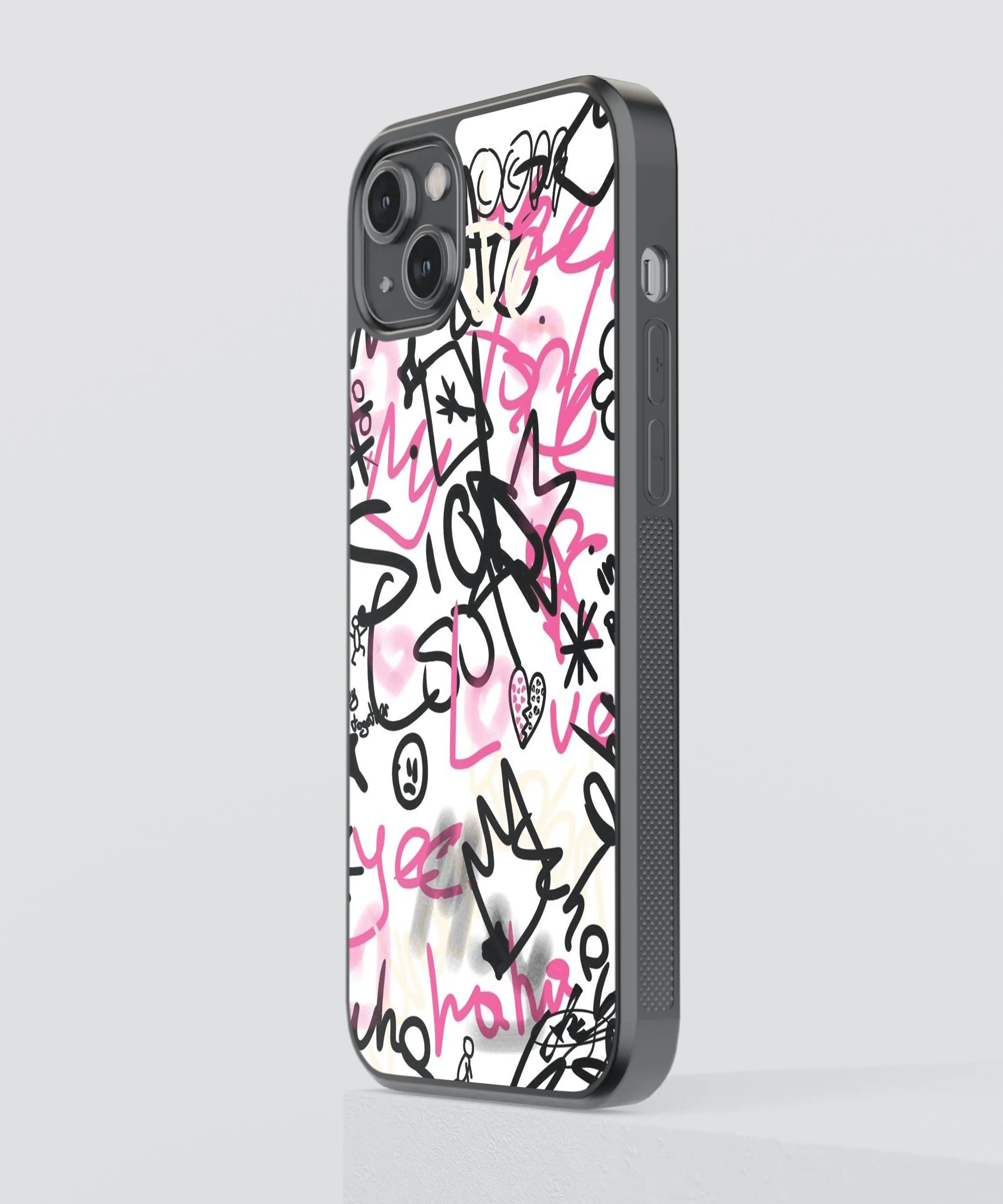 Pink Graffiti Abstract Glass Phone Case Cover