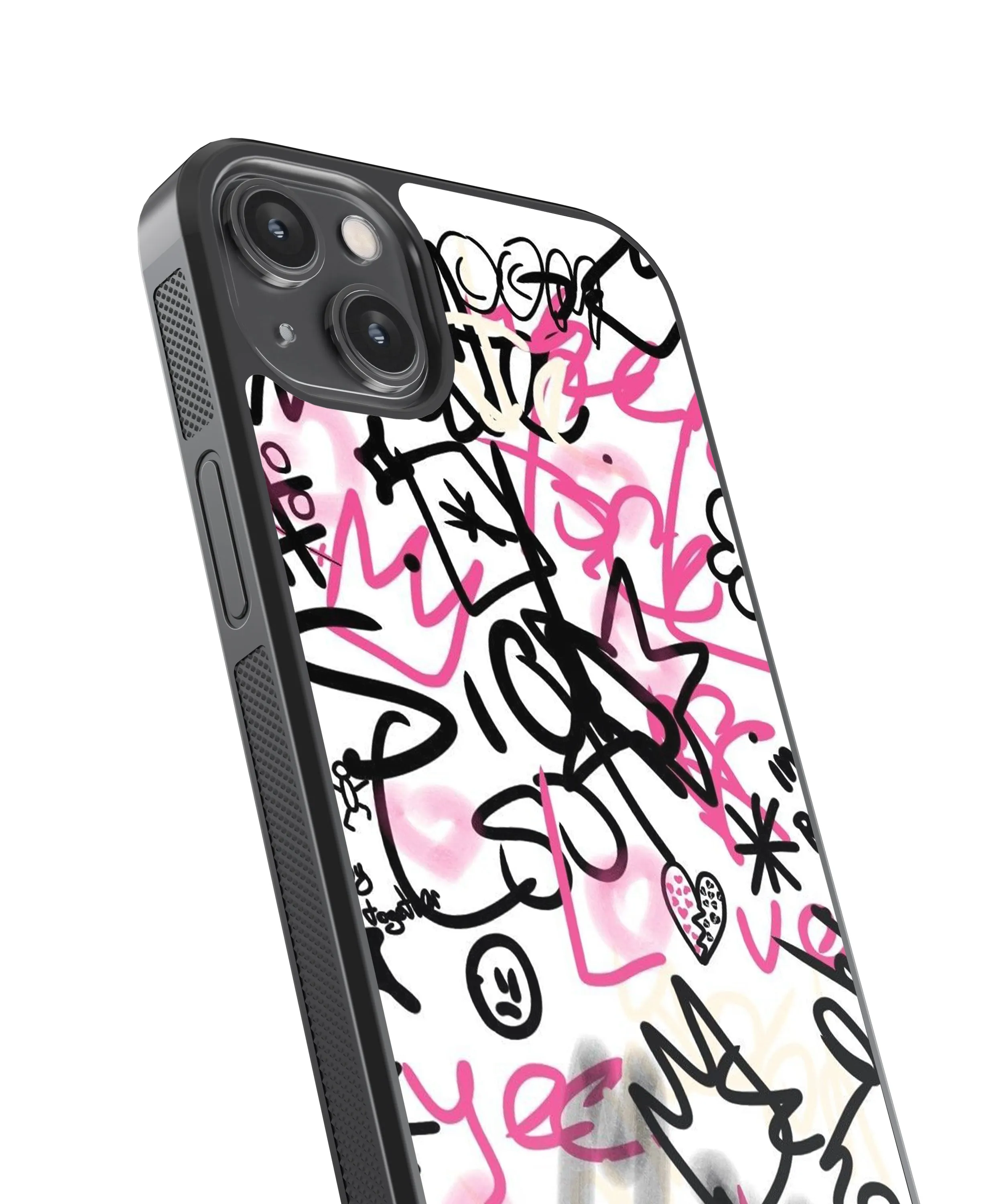 Pink Graffiti Abstract Glass Phone Case Cover