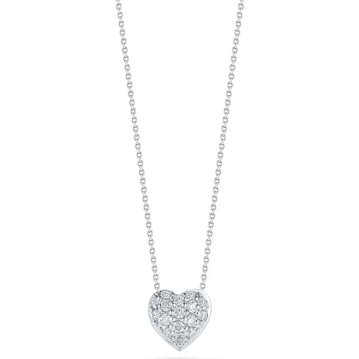 Puffed Heart Pendant with Diamonds
