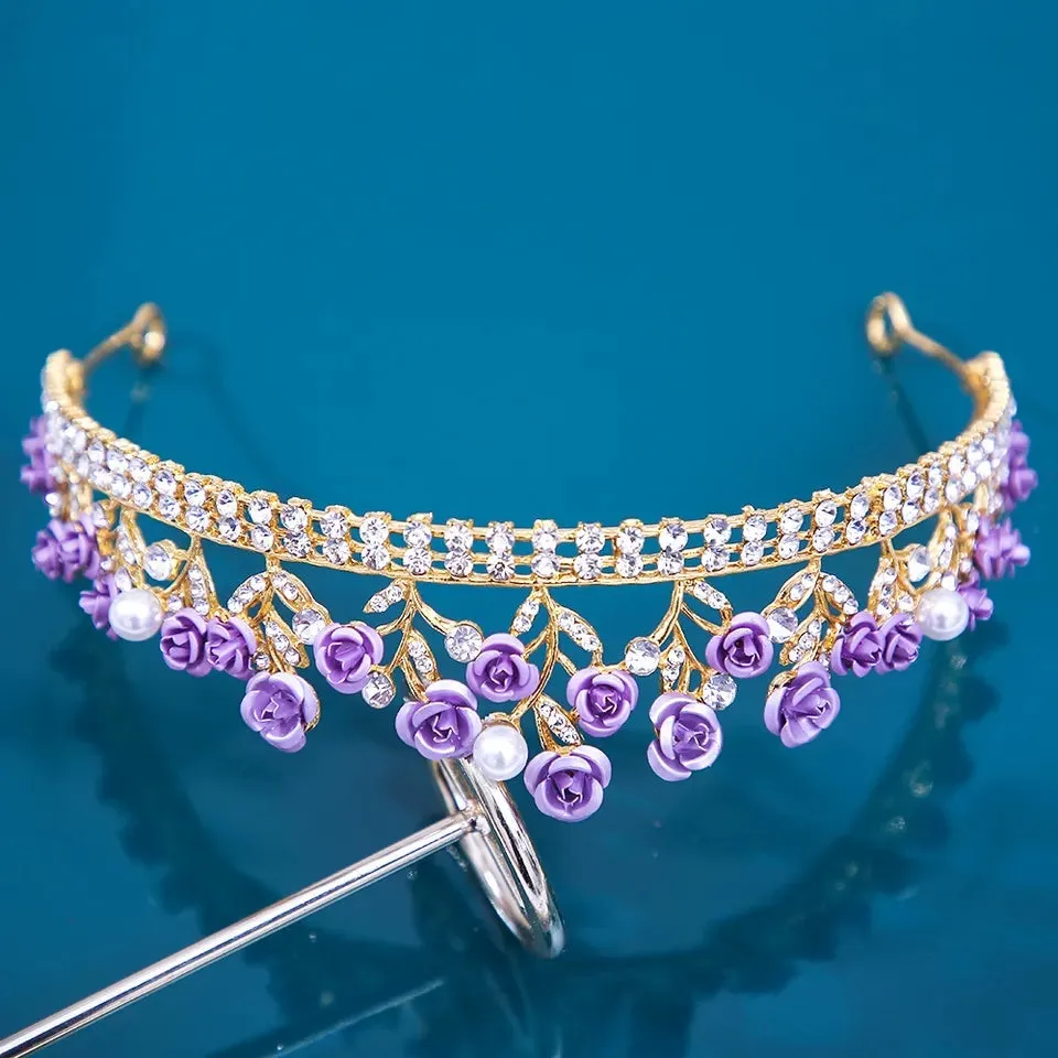 Purple Rose Princess Tiara Queen headdress  jewelry