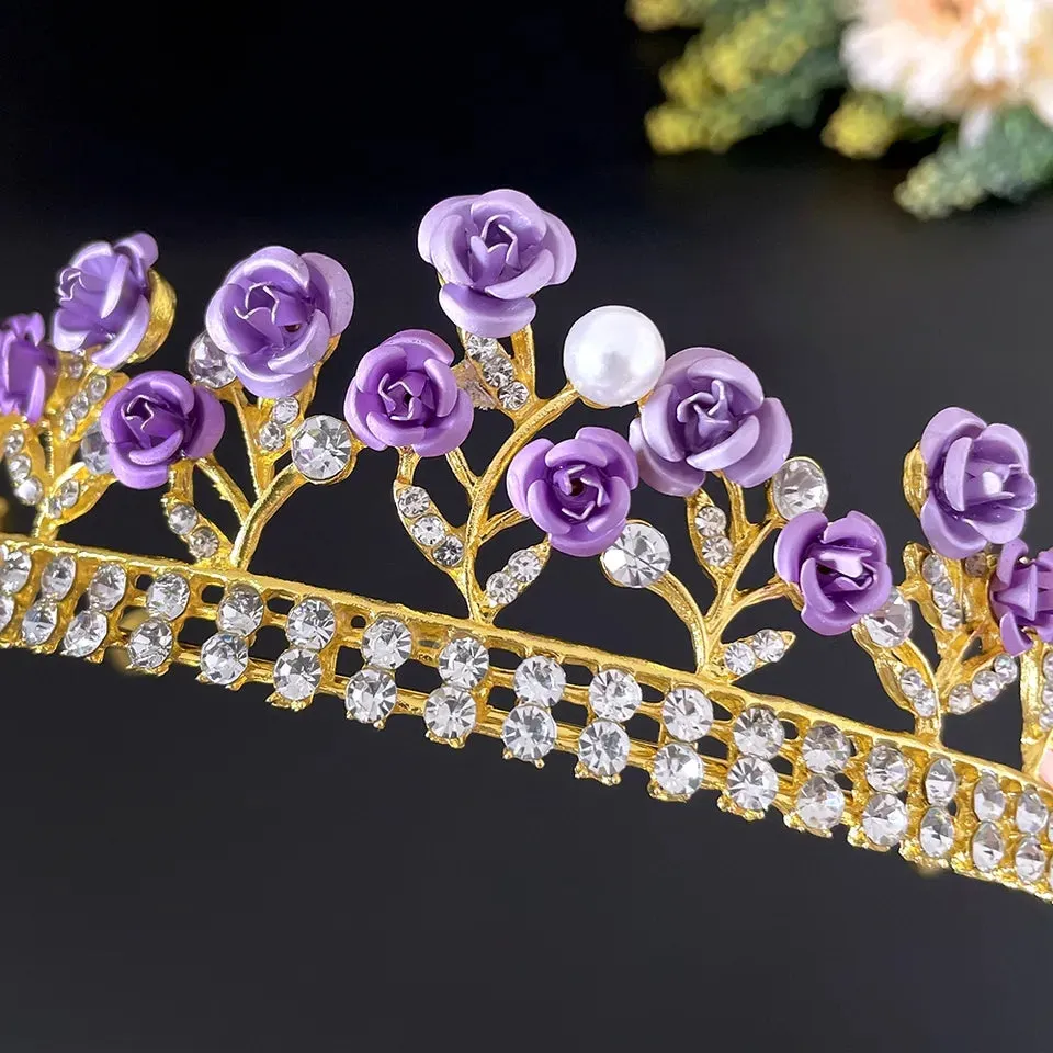 Purple Rose Princess Tiara Queen headdress  jewelry