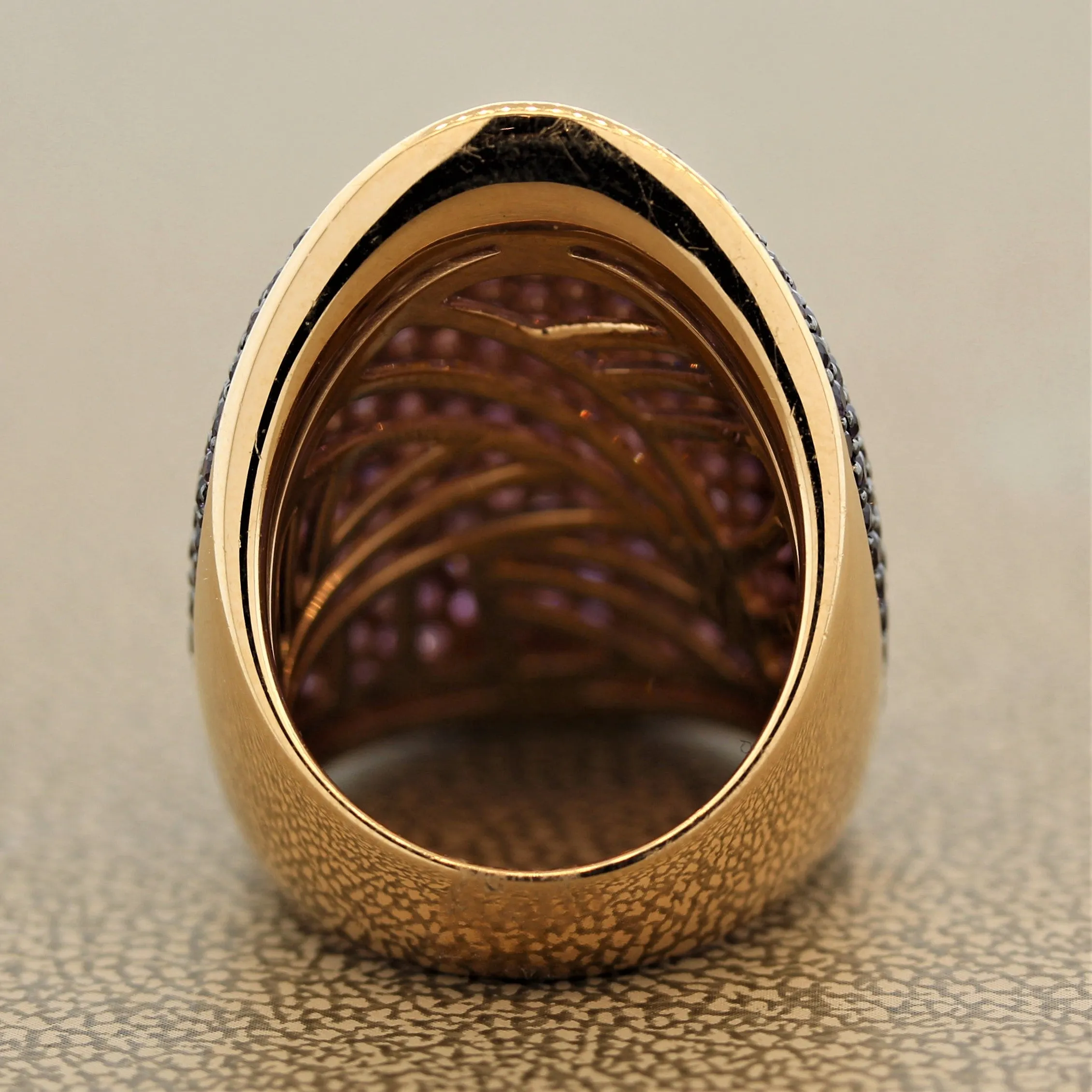 Purple Sapphire Wide Gold Dome Ring