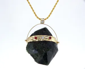 Raw Emerald 14K gold pendant