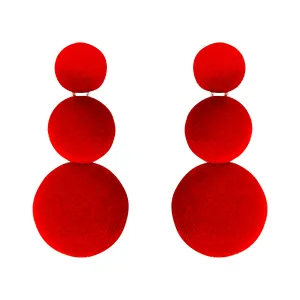 Red Velvet Button Drop Earring
