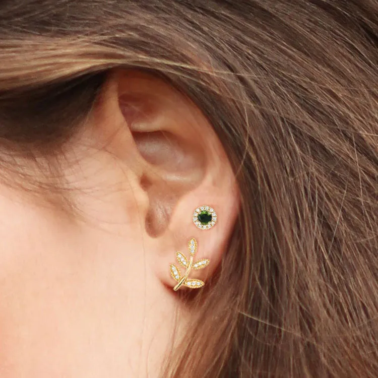 Rosie 3.0mm Rainbow Moonstone & Diamond Post Earrings