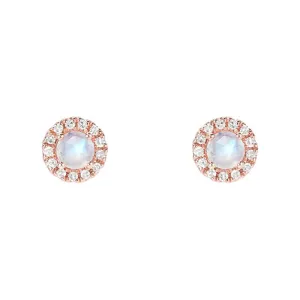 Rosie 3.0mm Rainbow Moonstone & Diamond Post Earrings