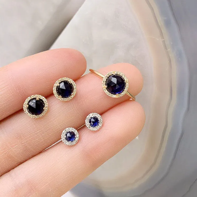 Rosie 3.0mm Rainbow Moonstone & Diamond Post Earrings