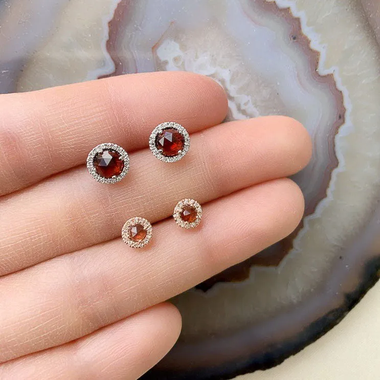 Rosie 3.0mm Rainbow Moonstone & Diamond Post Earrings