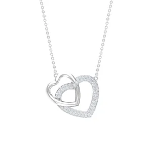 Round Cut Zircon Twin Heart Pendant Necklace