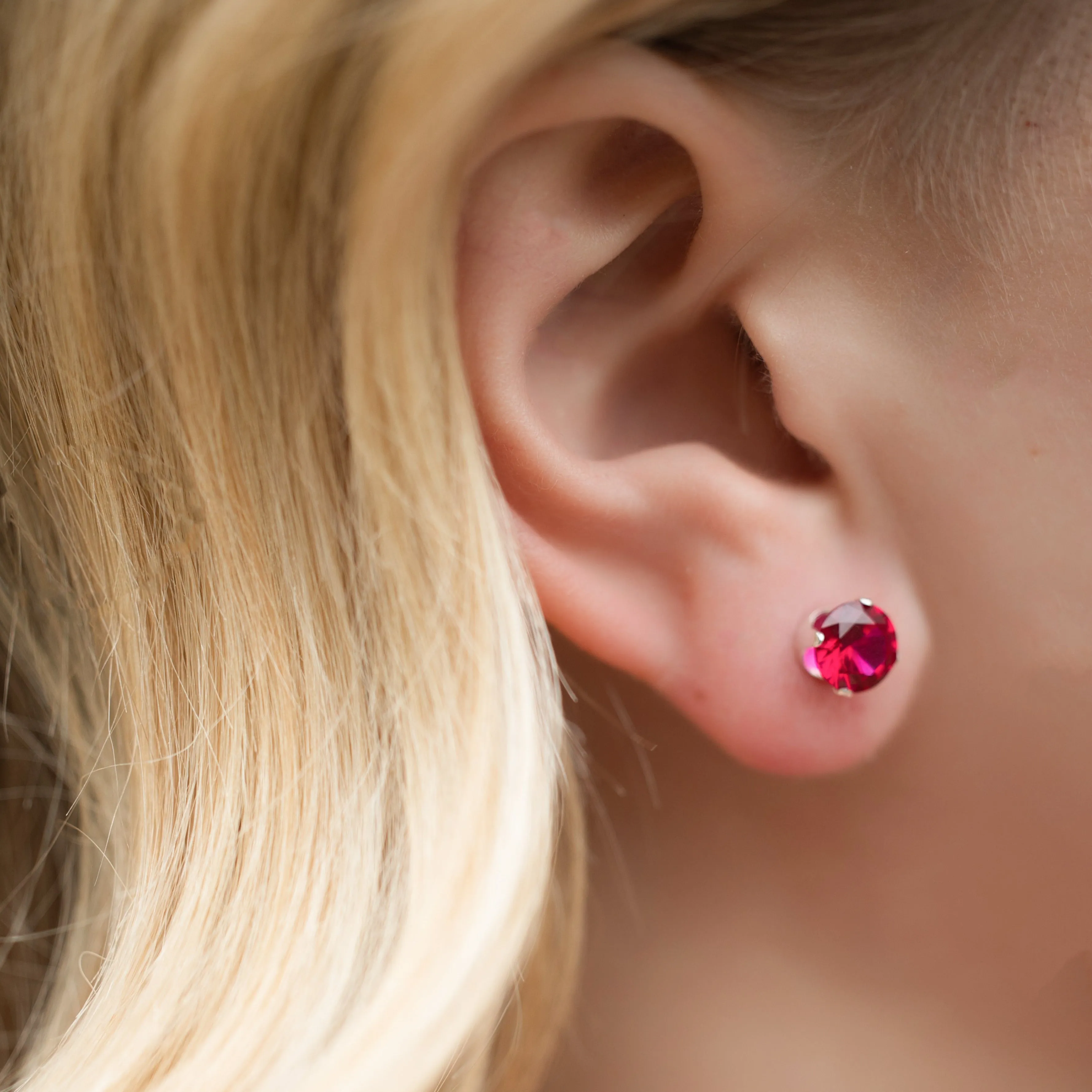 Ruby Birthstone Earrings