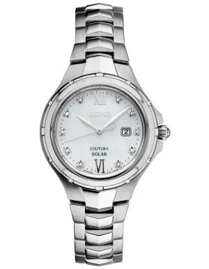 Seiko Solar Ladies 10 Diamond Coutura - Mother of Pearl Dial - Stainless - Date