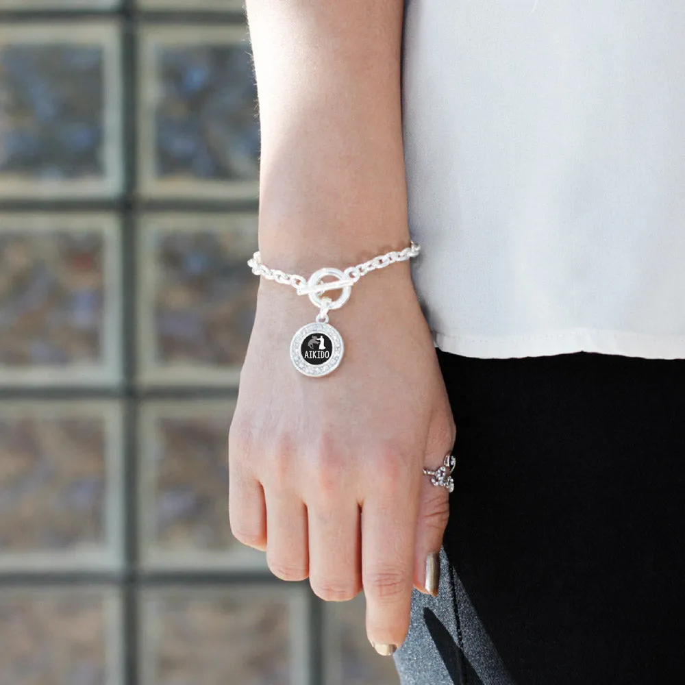 Silver Aikido Circle Charm Toggle Bracelet