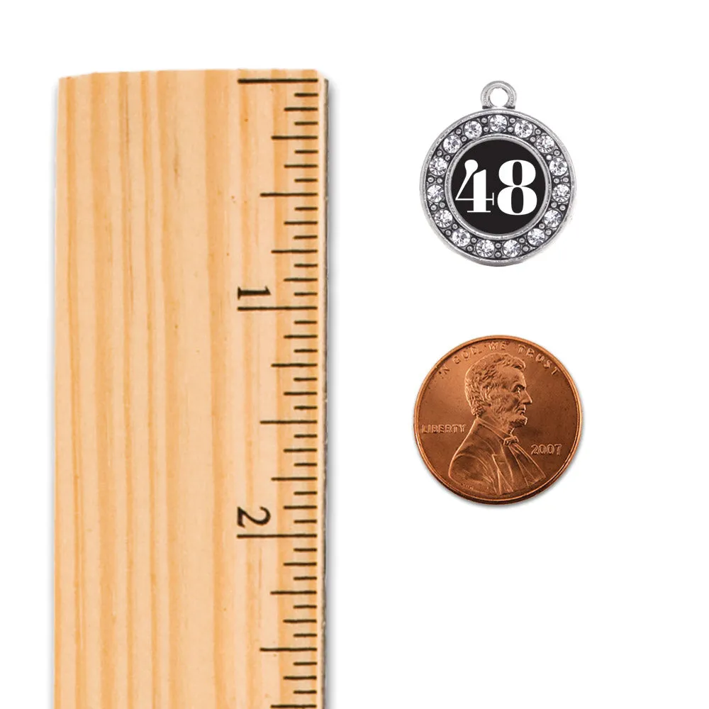Silver Baseball - Sports Number 48 Circle Charm Toggle Bracelet