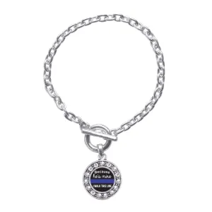 Silver Because He's Mine Circle Charm Toggle Bracelet