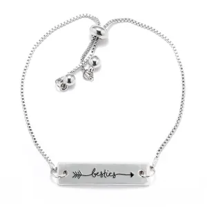 Silver Besties - Arrow Text Adjustable Bar Bracelet