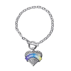 Silver Bladder Cancer Awareness Pave Heart Charm Toggle Bracelet